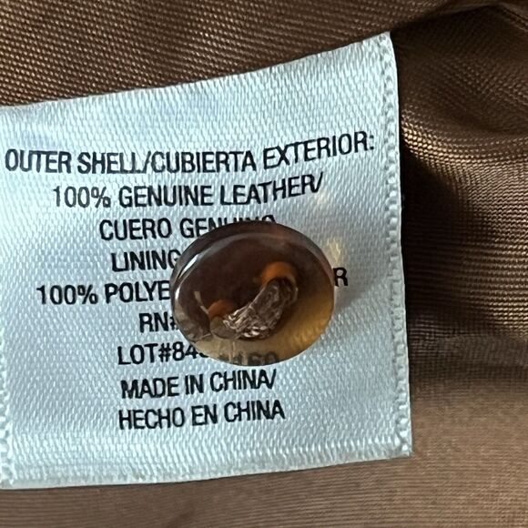 A.N.A. Jr XL Soft Genuine Leather Jacket Brown Blazer Business Casual Peplum Hem - Picture 9 of 12